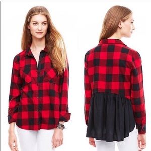 beachlunchlounge red & black plaid flannel ruffle